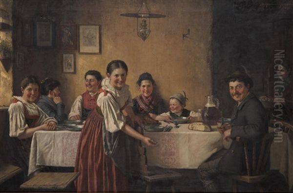 At The Table Oil Painting by Theodor Kleehaas