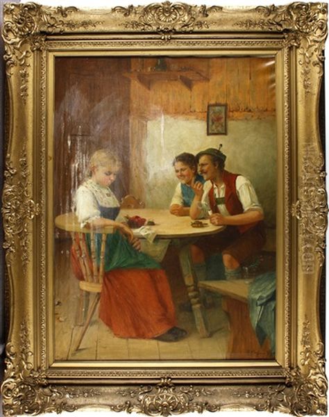 Sharing A Joke Oil Painting by Theodor Kleehaas