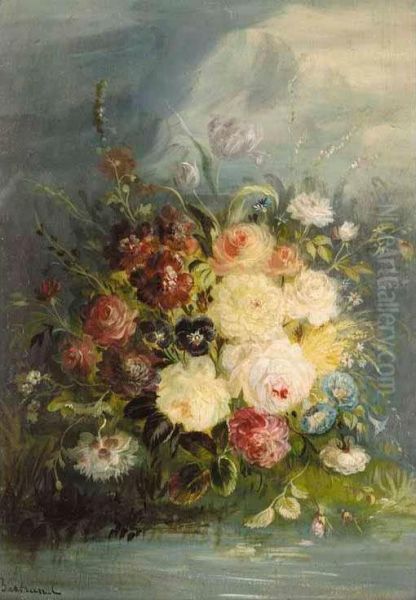 Still Life Of Flowers Oil Painting by Bertrand-Georges Bayle