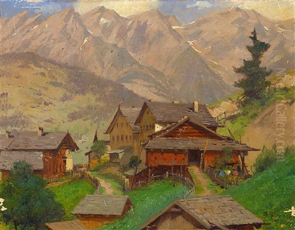 Tobadill Im Tirol Oil Painting by Theodor Kleehaas