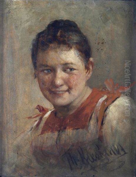 Schulterstuck Einer Jungen Frau In Tracht Oil Painting by Theodor Kleehaas