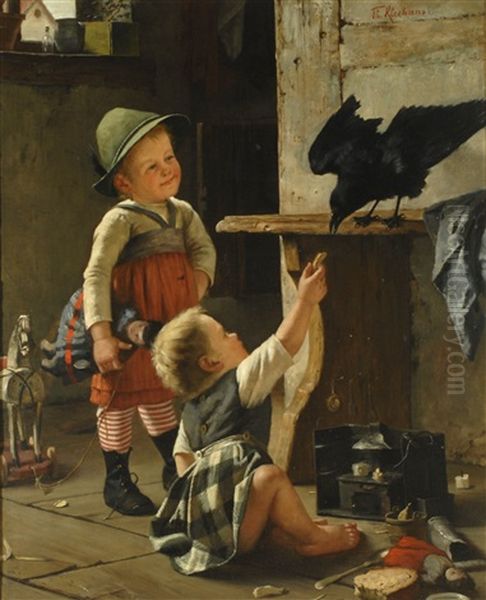 The Pet Raven Oil Painting by Theodor Kleehaas