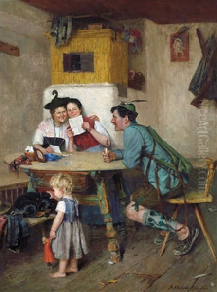 Der Liebesbrief Oil Painting by Theodor Kleehaas