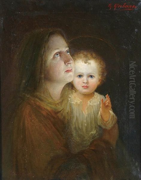 Holy Night - The Virgin And Child Oil Painting by Theodor Kleehaas