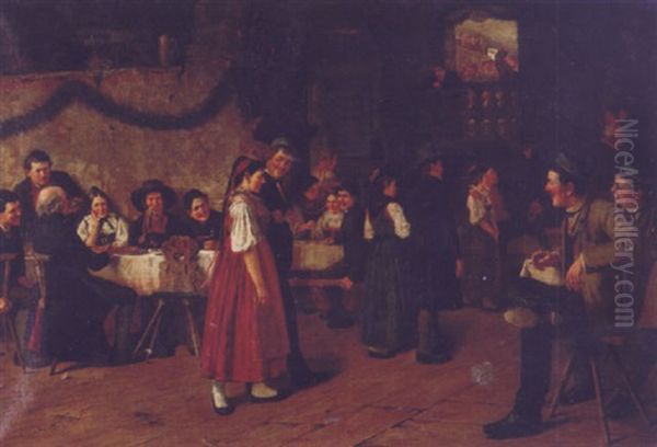 The Wedding Party Oil Painting by Theodor Kleehaas