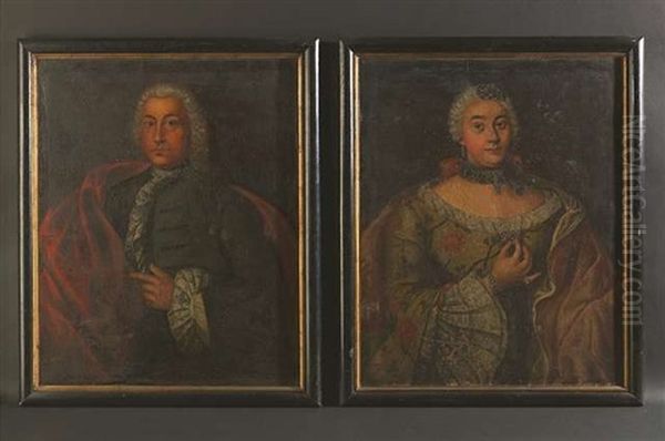 Bildnis Des Johann Jacob Amberger (+ Bildnis Der Regina Ambergerin; Pair) Oil Painting by Nikolaus Moritz Kleemann