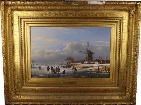 Winter Landscape With Skaters by Lodewijk Johannes Kleijn