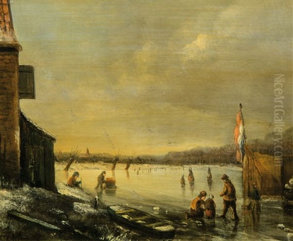 Vergnugen Auf Dem Eis Oil Painting by Lodewijk Johannes Kleijn