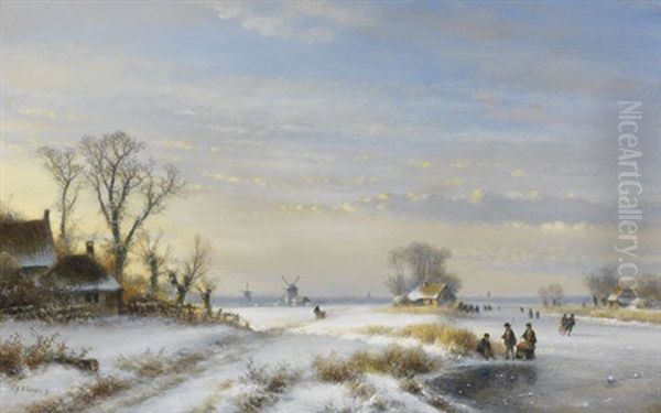 Wintervergnugen Auf Dem Eise Oil Painting by Lodewijk Johannes Kleijn