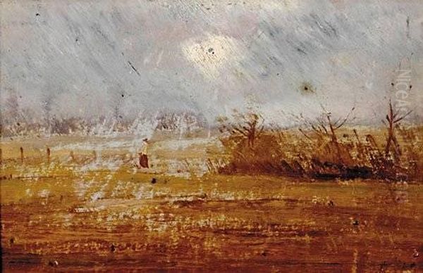 Windy Field In Autumn Oil Painting by William Baylies