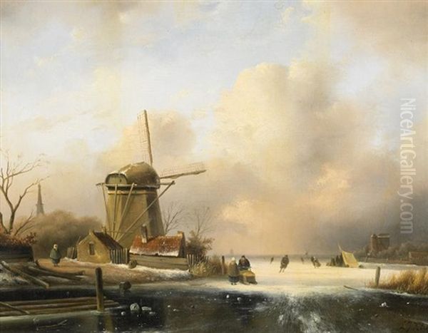 Auf Dem Eise Oil Painting by Lodewijk Johannes Kleijn