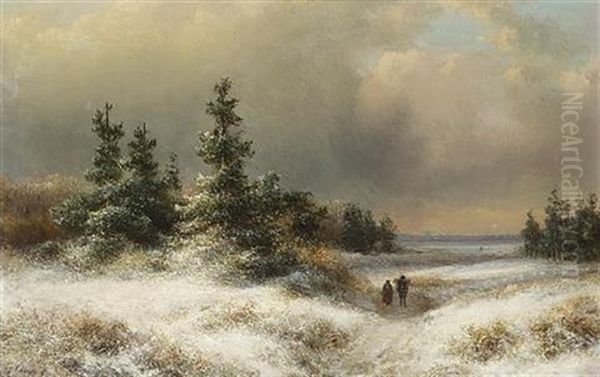 Summer Landscape (+ Winter Landscape; Pair) Oil Painting by Lodewijk Johannes Kleijn