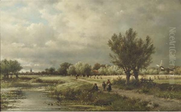 By The Waterside In Late Summer Oil Painting by Lodewijk Johannes Kleijn