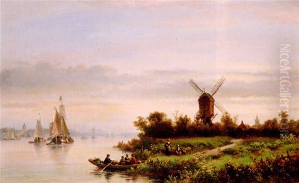 The Ferry Oil Painting by Lodewijk Johannes Kleijn