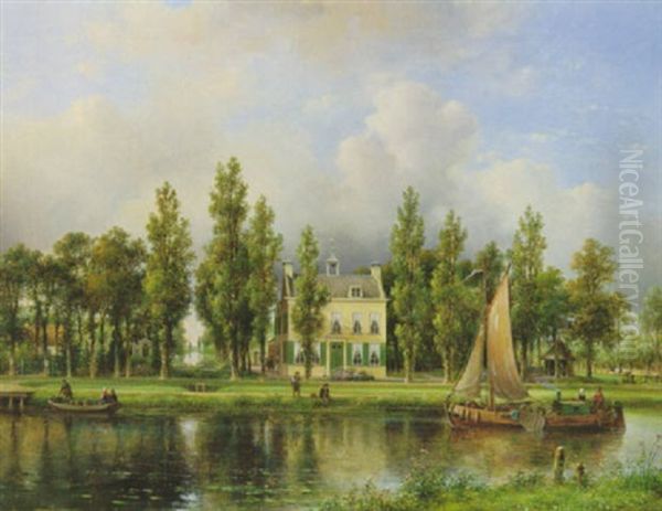 A View Of The Vliet, Voorburg Oil Painting by Lodewijk Johannes Kleijn