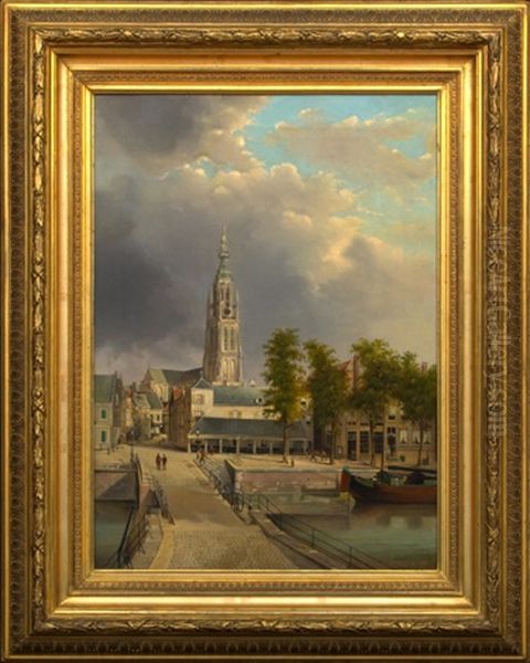 A View Of The Church Of Our Lady, Breda, Netherlands Oil Painting by Reinhardt Willem Kleijn