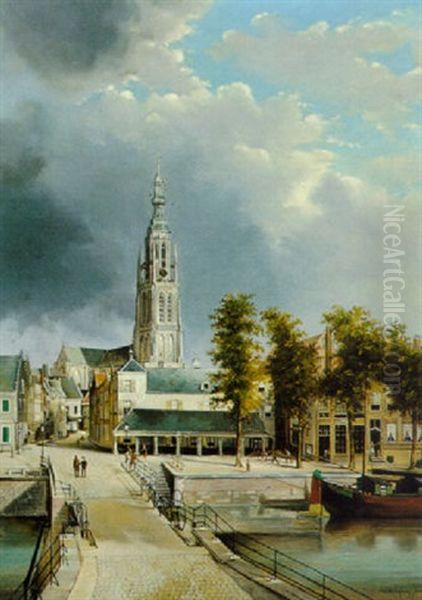 A View Of Breda Oil Painting by Reinhardt Willem Kleijn