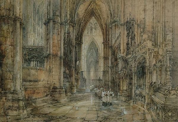 Westminster Abbey, Interior Oil Painting by Wyke Bayliss