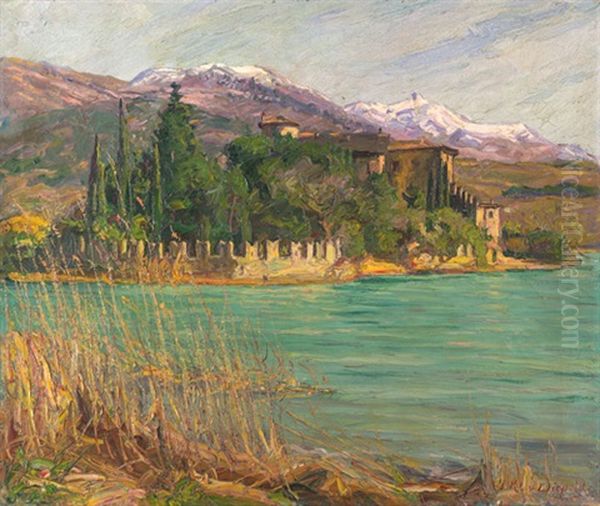 Castel Toblino Im Trentino Oil Painting by Julian Klein Von Diepold