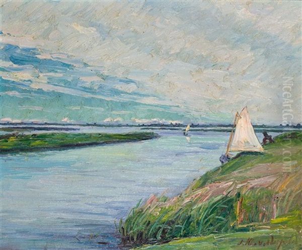 Ausfahrt In Die Leybucht (greetsiel) Oil Painting by Julian Klein Von Diepold