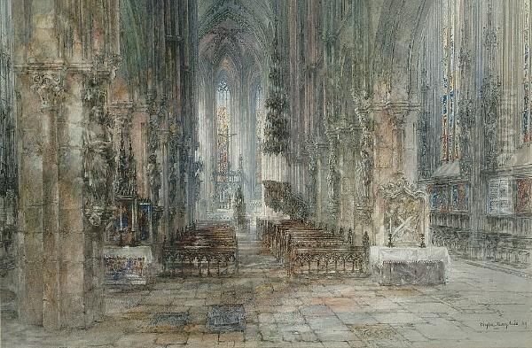 Cathedral Interior Oil Painting by Wyke Bayliss