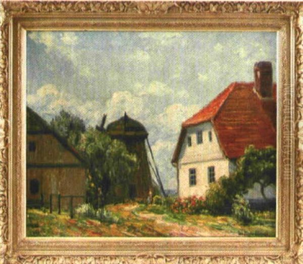 Hof Mit Muhle Und Schuppen Oil Painting by Leopold Klein von Diepold