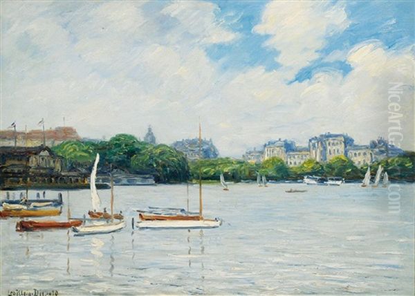 Die Binnenalster In Hamburg Oil Painting by Leopold Klein von Diepold