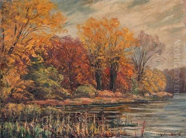 Markische Seelandschaft Im Herbstlaub Oil Painting by Leopold Klein von Diepold