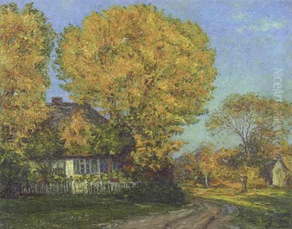 Bauernhaus Im Herbst Oil Painting by Leopold Klein von Diepold