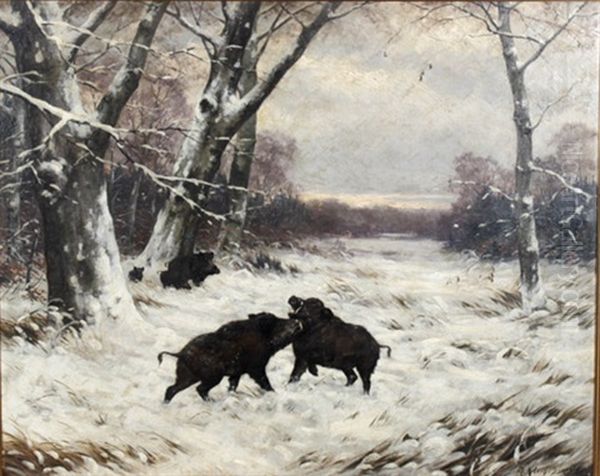 Sauen Im Winterwald by Maximilian Klein Von Diepold