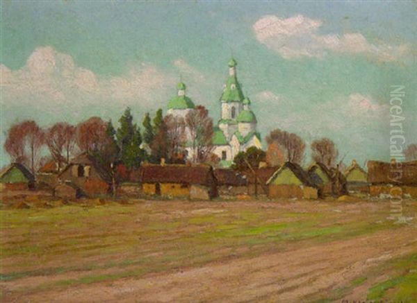 Reetgedecktes Bauerndorf Mit Barockkirche Oil Painting by Maximilian Klein Von Diepold