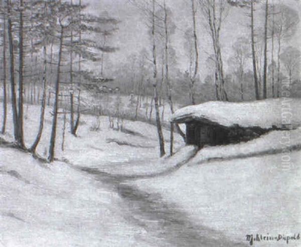 Waldhutte In Winterlandschaft Oil Painting by Maximilian Klein Von Diepold