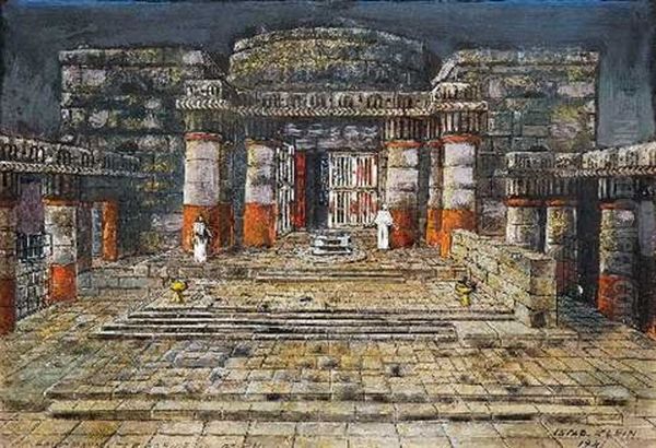 Buhnenentwurf Fur Iphigenie In Delphi (gerhart Hauptmann) Oil Painting by Cesar Klein