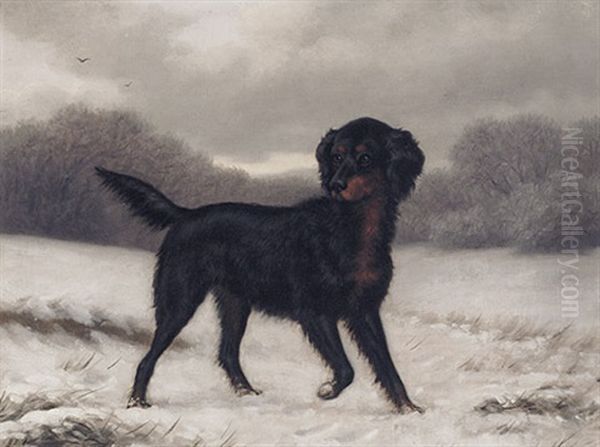 Jagdhund Auf Verschneitem Feld Oil Painting by Friedrich Emil Klein