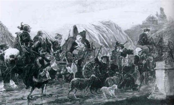 Landsknechtstros Mit Marketenderwagen, Nachzugler Aus Dem 30jahringen Krieg Oil Painting by Friedrich Emil Klein