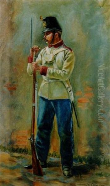 K.k. Infanterist In Der Adjustierung 1861-1866 Oil Painting by Hugo Klein