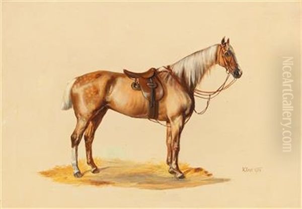 Saddled Horse Oil Painting by Johann Adam Klein