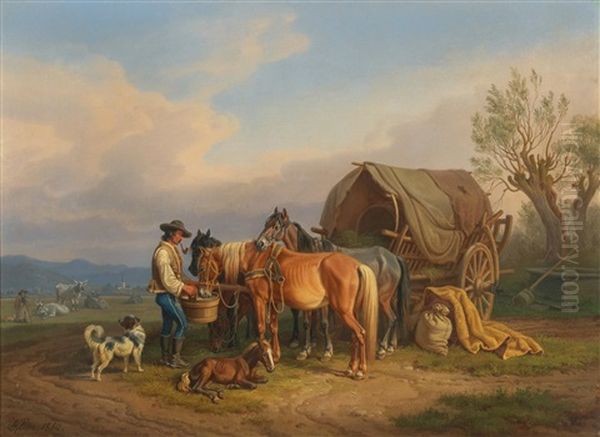 Resting On The Pasture Oil Painting by Johann Adam Klein