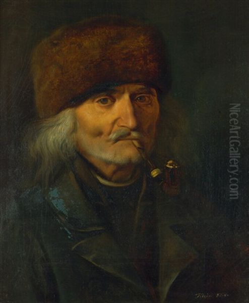 Bildnis Eines Pfeife Rauchenden Kosaken Mit Pelzkappe Oil Painting by Johann Adam Klein