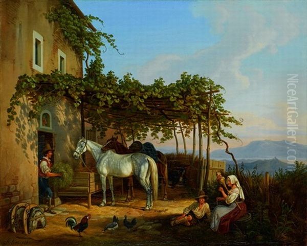 Italienische Bauernfamilie Bei Der Rast Oil Painting by Johann Adam Klein