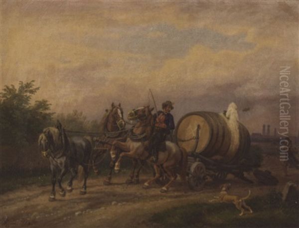 Verungluckter Biertransport Vor Den Toren Munchens Oil Painting by Johann Adam Klein