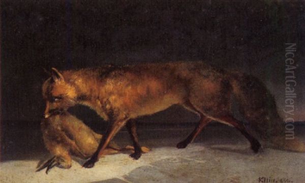 Fuchs Mit Beute Oil Painting by Johann Adam Klein