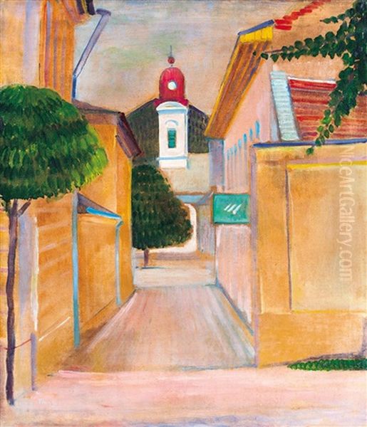 The Calvinist Church In Baia Mare Oil Painting by Jozsef Klein