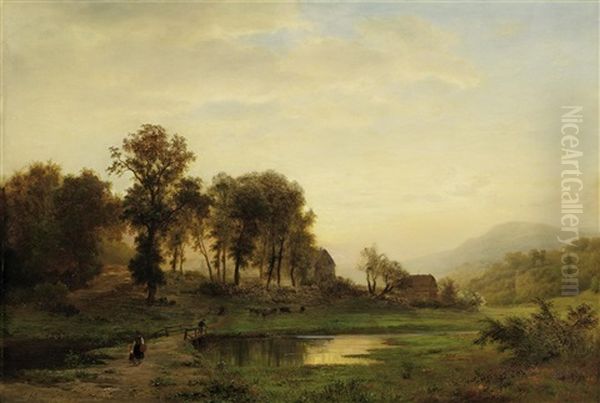 Abendlicher Viehtrieb Oil Painting by Wilhelm Klein