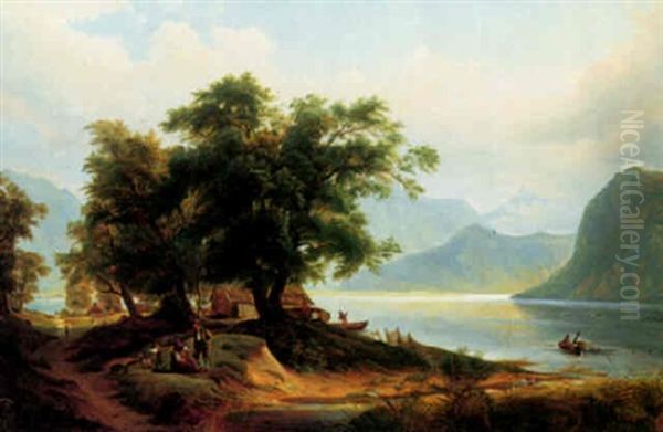 Mountain Landscape Oil Painting by Wilhelm Klein