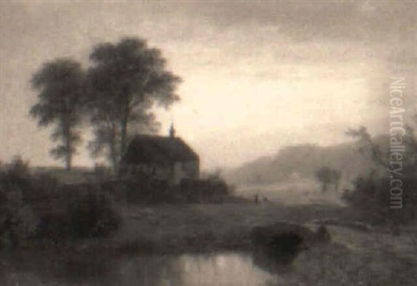 Abendlandschaft Mit Kapelle Oil Painting by Wilhelm Klein