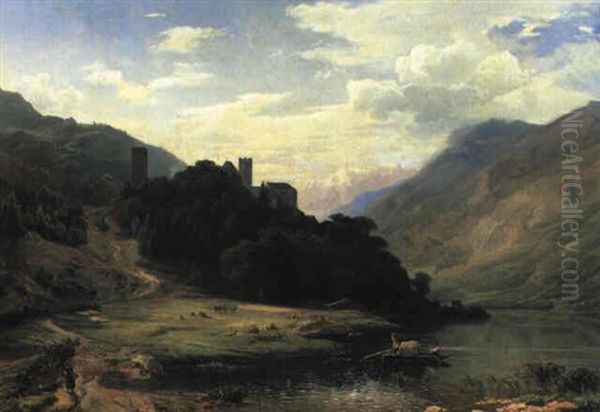 Burg In Sudtirol Bei Meran Oil Painting by Wilhelm Klein