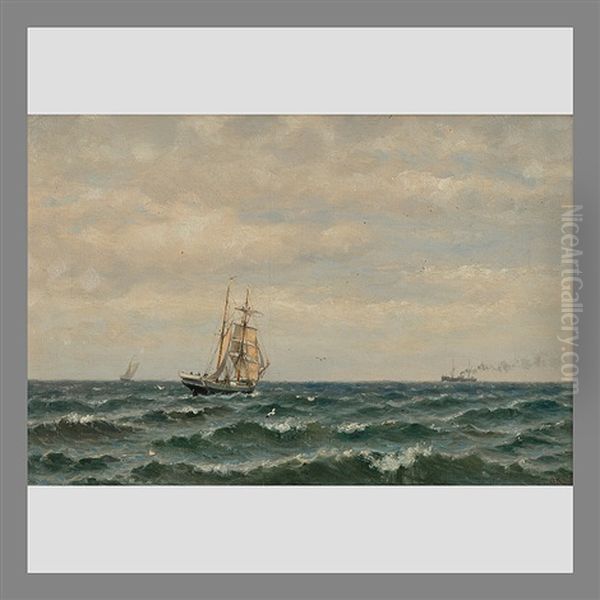 At Sea Oil Painting by Oskar Conrad Kleineh