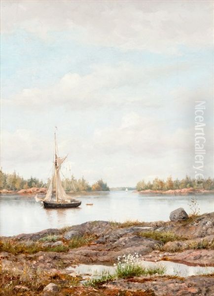 View From The Archipelago Oil Painting by Oskar Conrad Kleineh