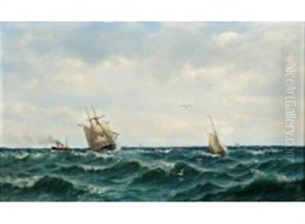 Sea Landscape Oil Painting by Oskar Conrad Kleineh